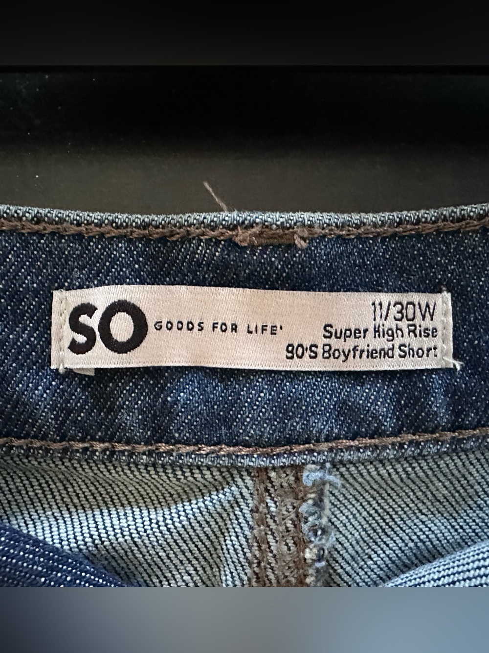 SO Women's Distressed Dark Blue Denim Shorts Size 11. - Picture 3 of 4